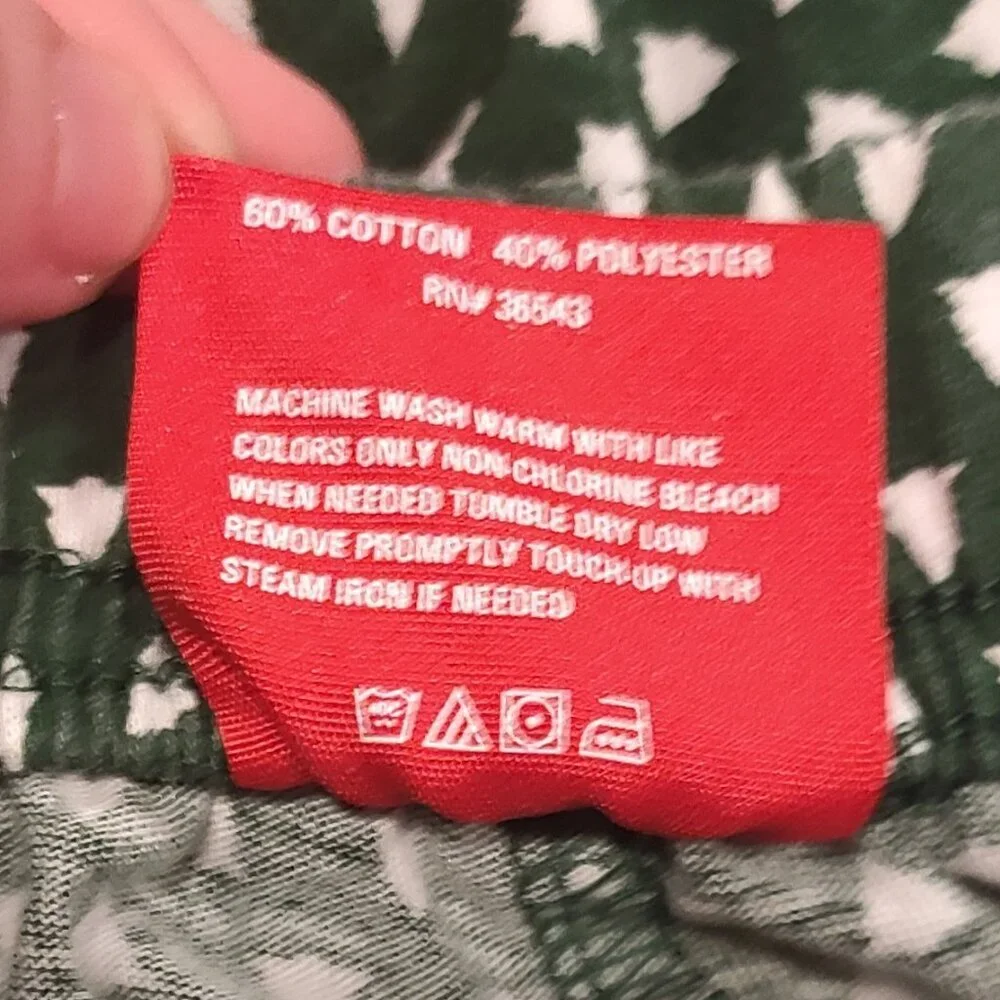iZOD Pajama Sleepwear Pants Green with White Christmas Trees Men's Size Medium